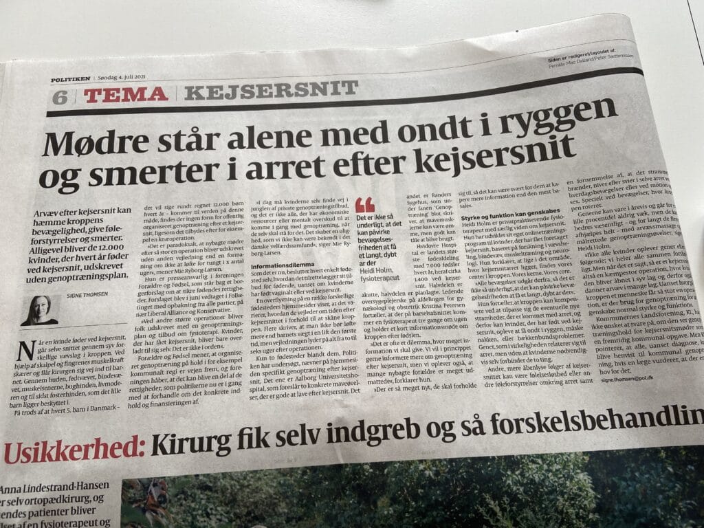 Mødre står alene med ondt i ryggen og smerter i arret efter kejsersnit